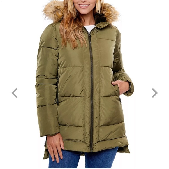 Soft Touch Nylon Quilted Faux Fur Hooded Jacket - Picture 5 of 6